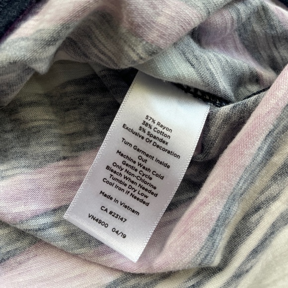 T by Talbots Purple Striped Long Sleeve Top, XL Petite, Athleisure Active Sporty - Picture 9 of 9